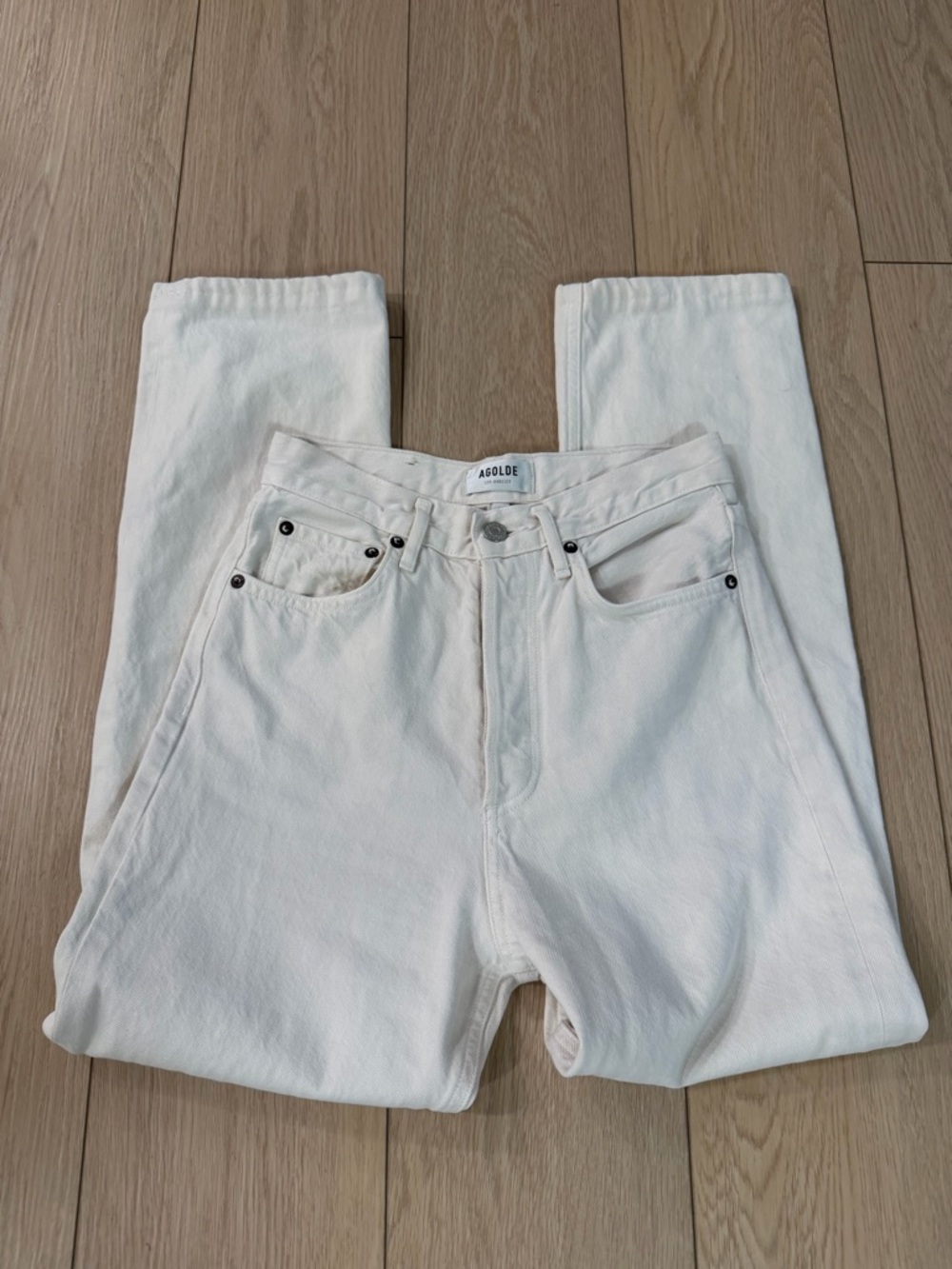 AGOLDE Off-White High-Rise Straight Jeans